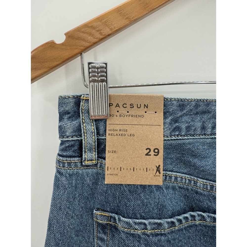 Pacsun 90's Boyfriend Jeans High Rise‎ Relaxed Leg Raw Hem 2 Tone Women's 29 NEW - Picture 4 of 8